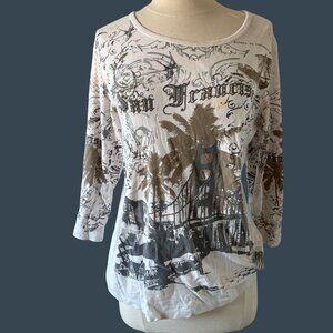 Vintage Suzie White Long sleeve Graphic Tshirt San Francisco Bridge print
